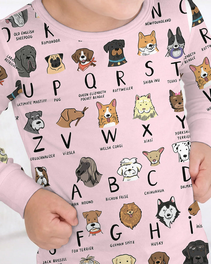 Funny Dogs Alphabet Two Piece Long Sleeve Pajama Set