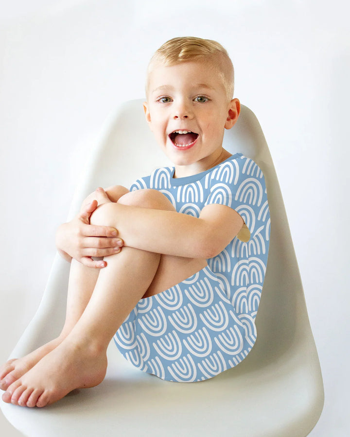 Sky Blue Rainbows Bamboo Two Piece Short Sleeve Shorts Pajama Set