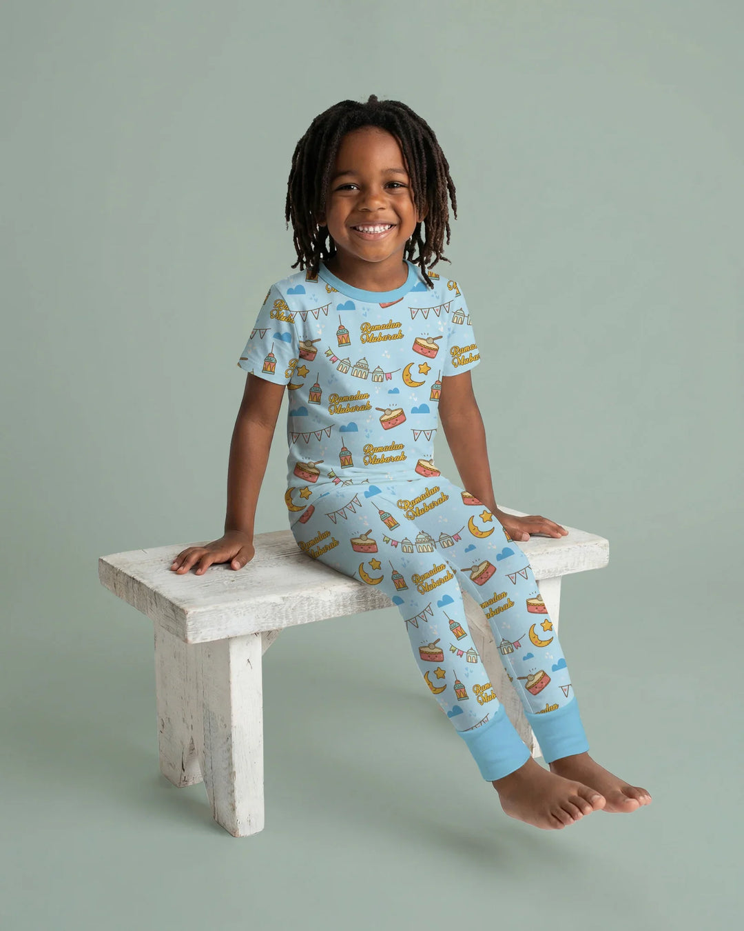 Ramadan Mubarak Two Piece Short Sleeve Pajama Set