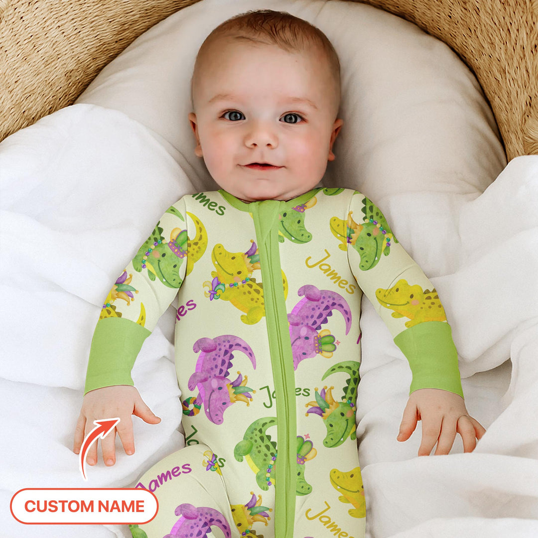 Custom Name Mardi Gras Alligator Convertible Zippy