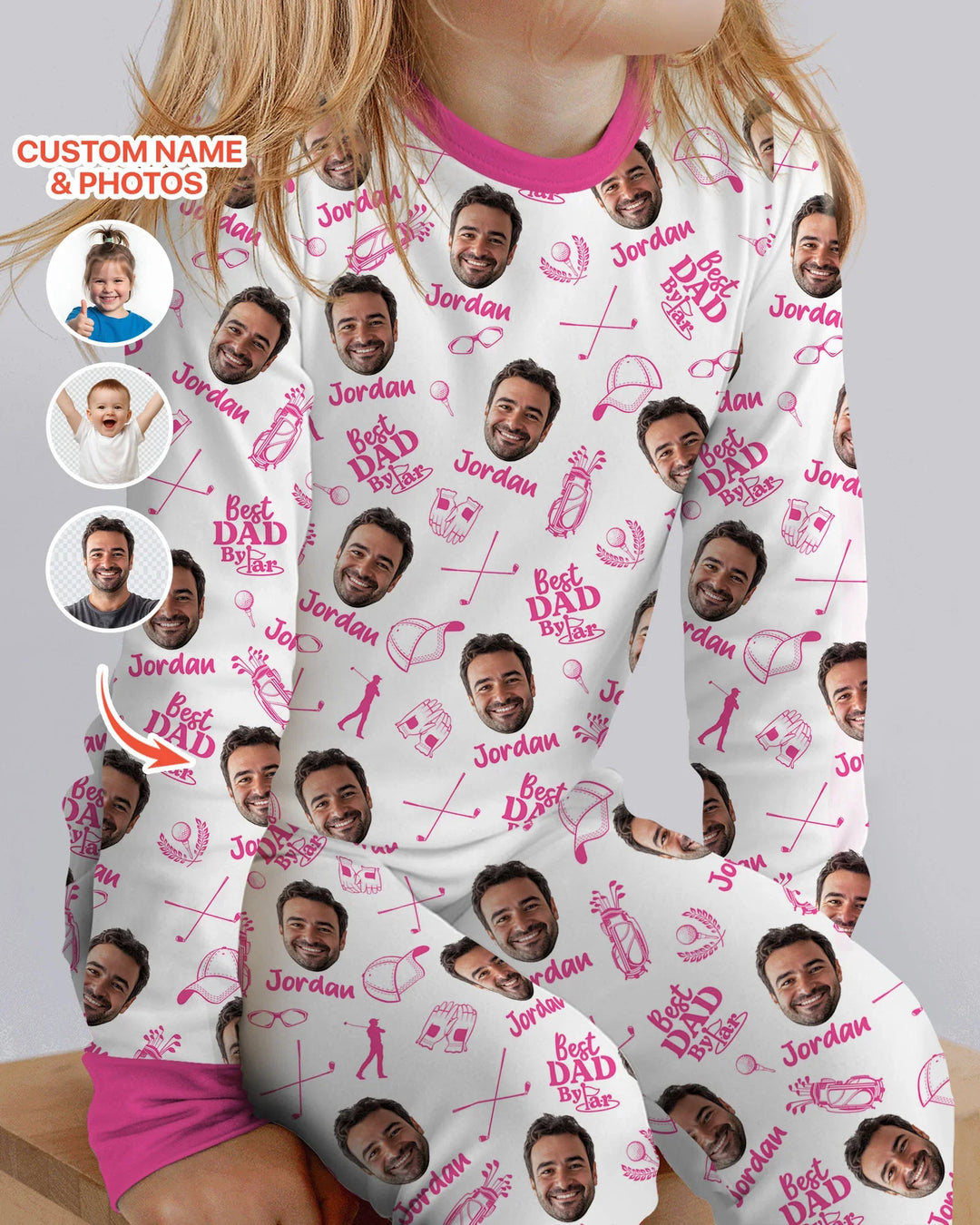 Custom Photo Best Dad By Par Bamboo Two Piece Long Sleeve Pajama Set