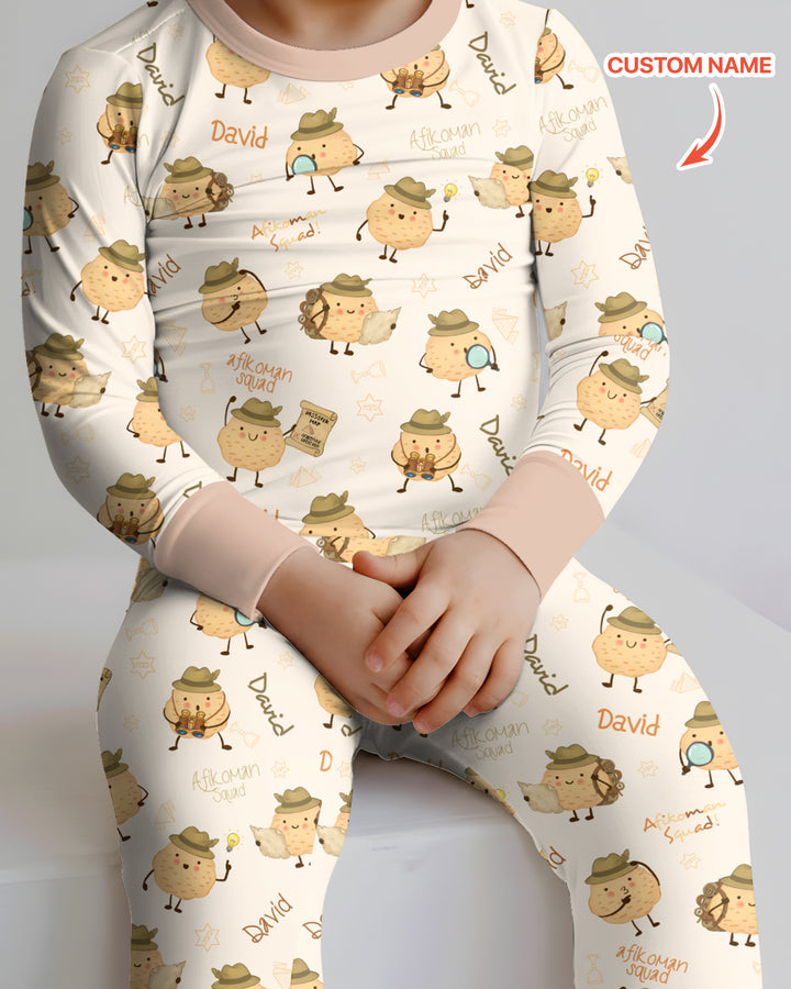 Custom Name Passover Afikoman Two Piece Long Sleeve Pajama Set