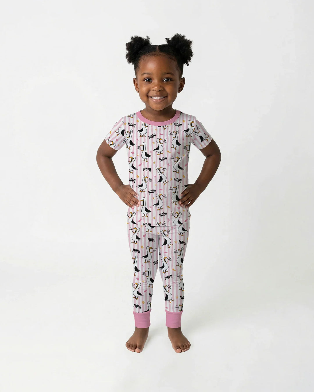 Seagull mom Mom MOM Bamboo Two Piece Short Sleeve Pajama Set