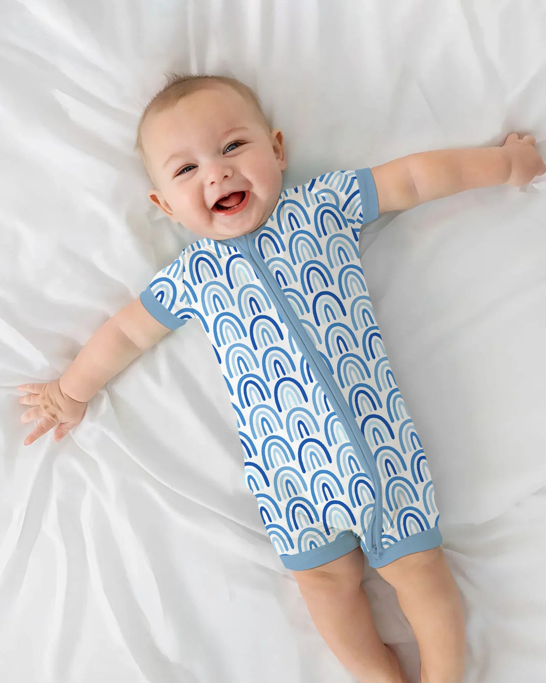 Sky Blue Rainbows Bamboo Shorty Zippy