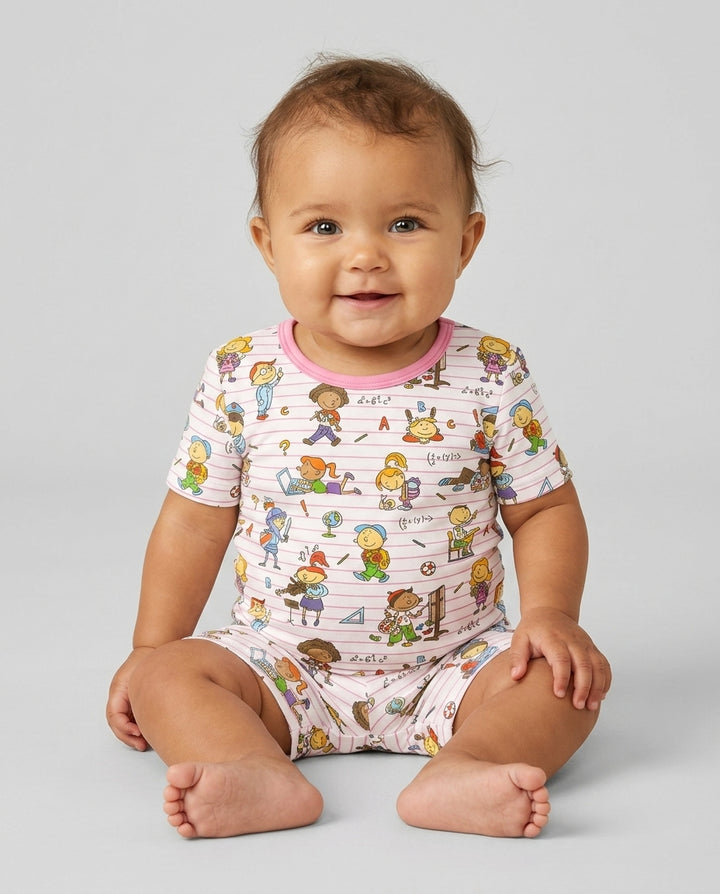 100 Días De... Conjunto de Pijama de Dos Piezas de Bambú de Manga Corta y Pantalón Corto