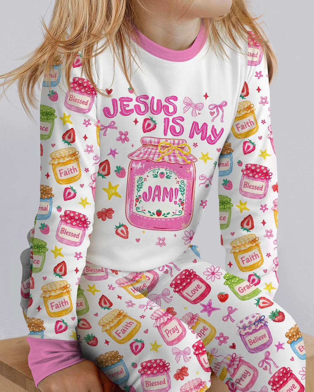 Preppy Summer Jesus Is My Jam Bamboo Two Piece Long Sleeve Pajama Set