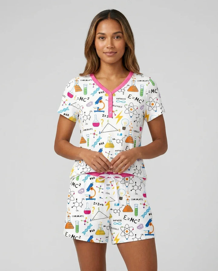 Science Explorer Family Matching Bamboo Women Short Sleeve Short Pajama Set