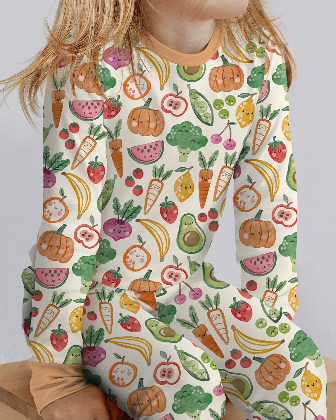 Zweiteiliges Langarm-Pyjama-Set mit Sommerfrüchten