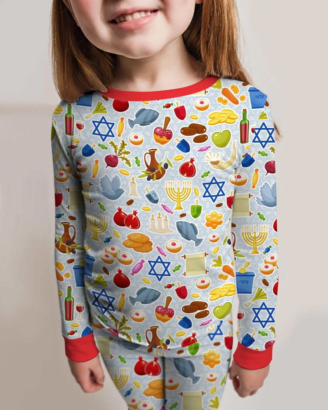 Zweiteiliges Langarm-Pyjama-Set mit Sommerfrüchten