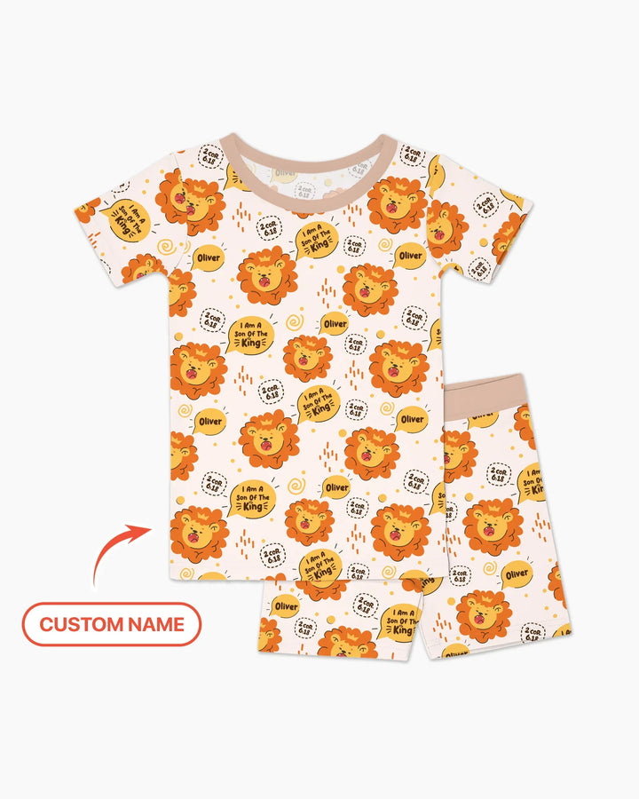 I Am A Son Of The King Custom Name Two Piece Short Sleeve Shorts Pajama Set
