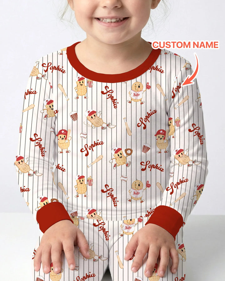 Custom Nam Retro Ballgame Bamboo Two Piece Long Sleeve Pajama Set
