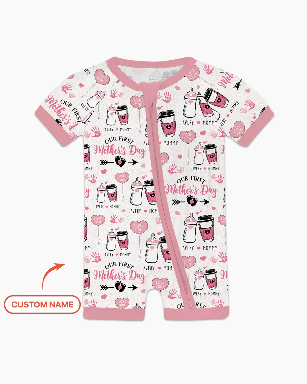 Custom Name First Mother's Day Drink Bamboo Shorty Zippy