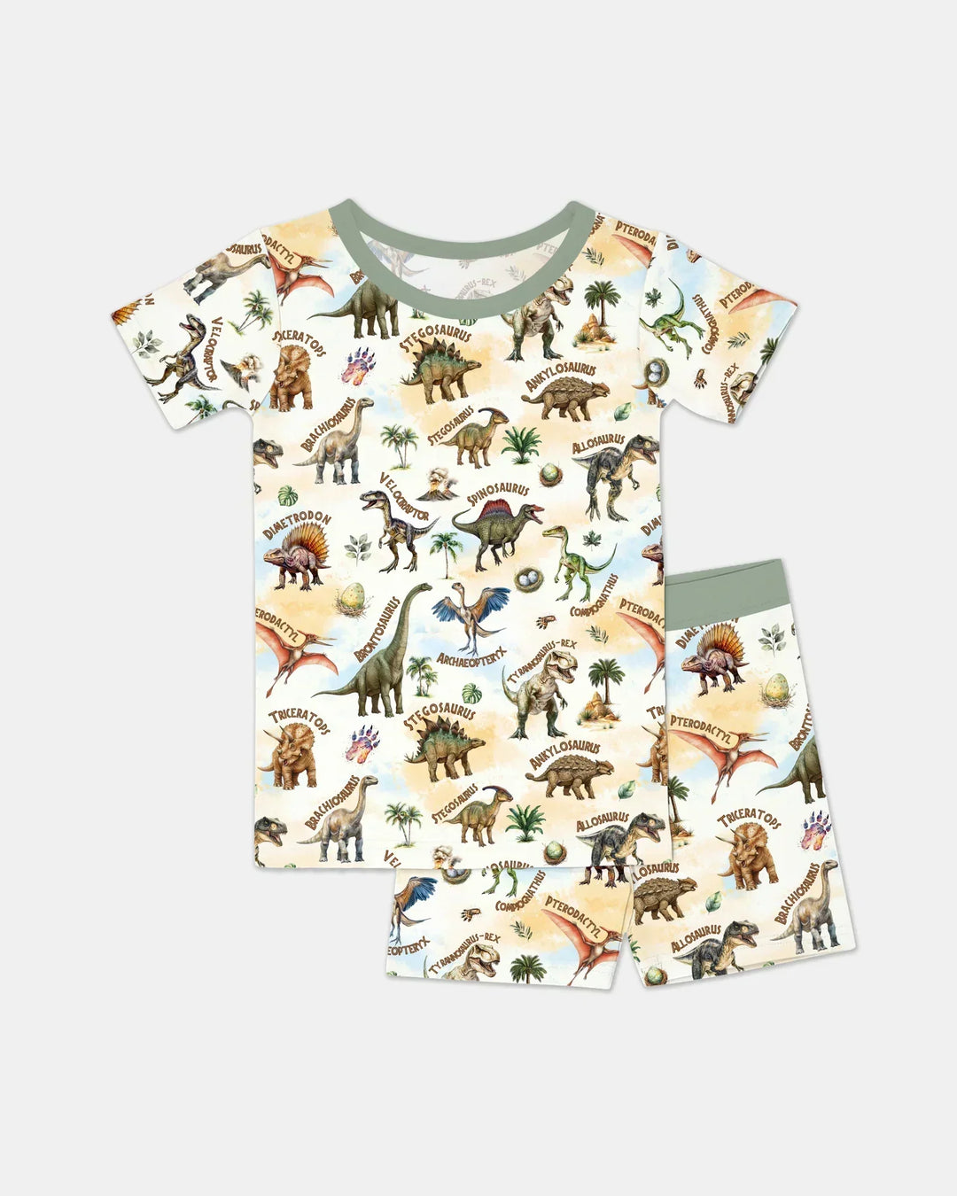 Dino Discovery Bamboo Two Piece Short Sleeve Shorts Pajama Set