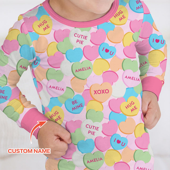 Valentine Candy Crush Family Matching Two Piece Long Sleeve Pajama Set