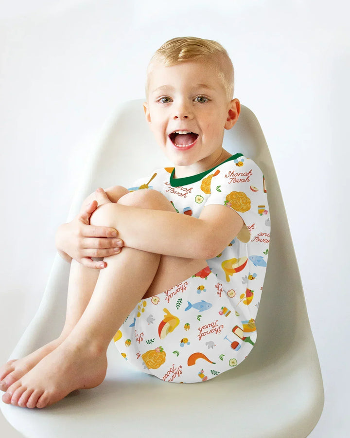 Shanah Tovah Family Matching Bamboo Two Piece Short Sleeve Shorts Pajama Set