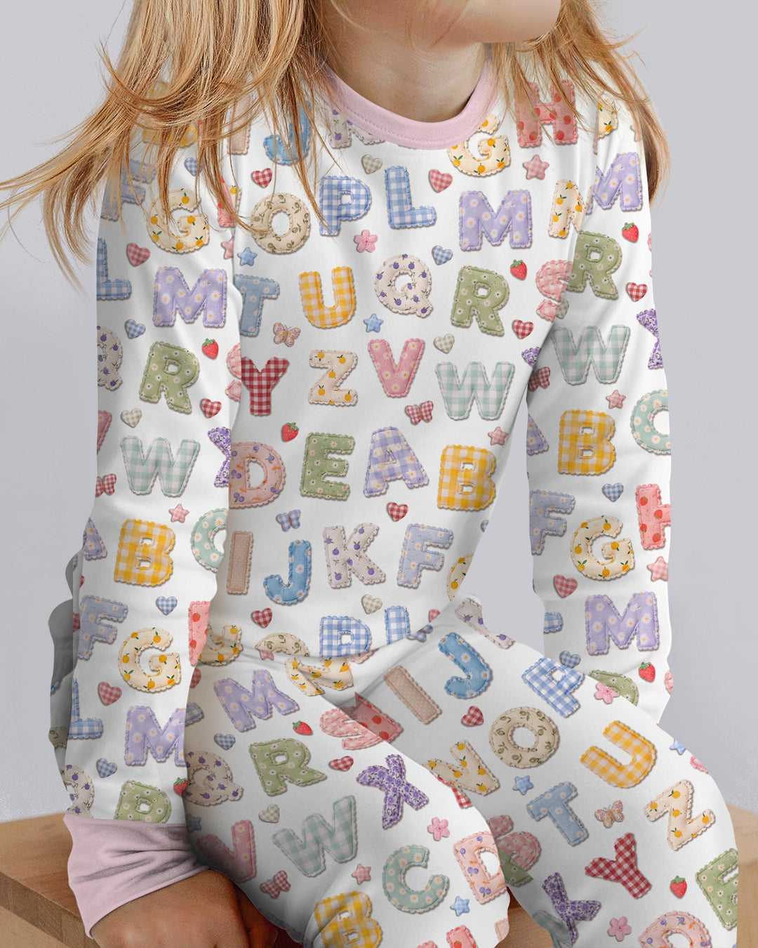 Fabric Alphabet Letters Bamboo Two Piece Long Sleeve Pajama Set