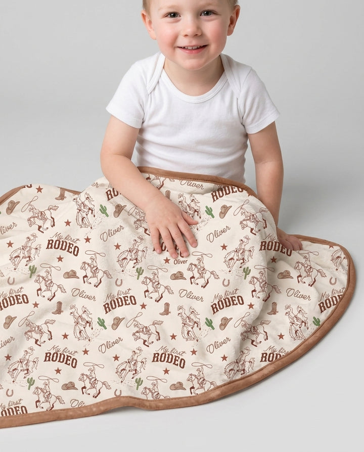 Custom Name First Rodeo Family Matching Bamboo Blanket