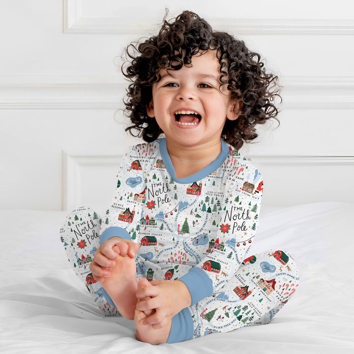 The North Pole Map Two Piece Long Sleeve Pajama Set , The North Pole Map Two Piece Long Sleeve Pajama Set - 12-18M