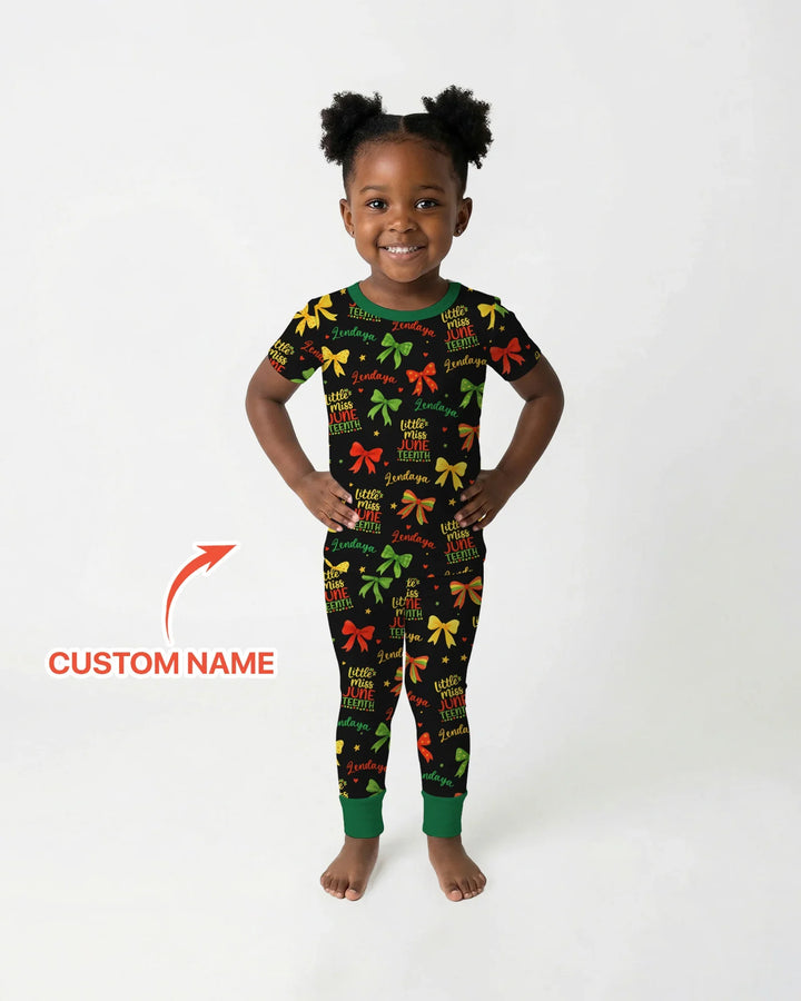 Little Miss Juneteenth Bamboo Two Piece Short Sleeve Pajama Set