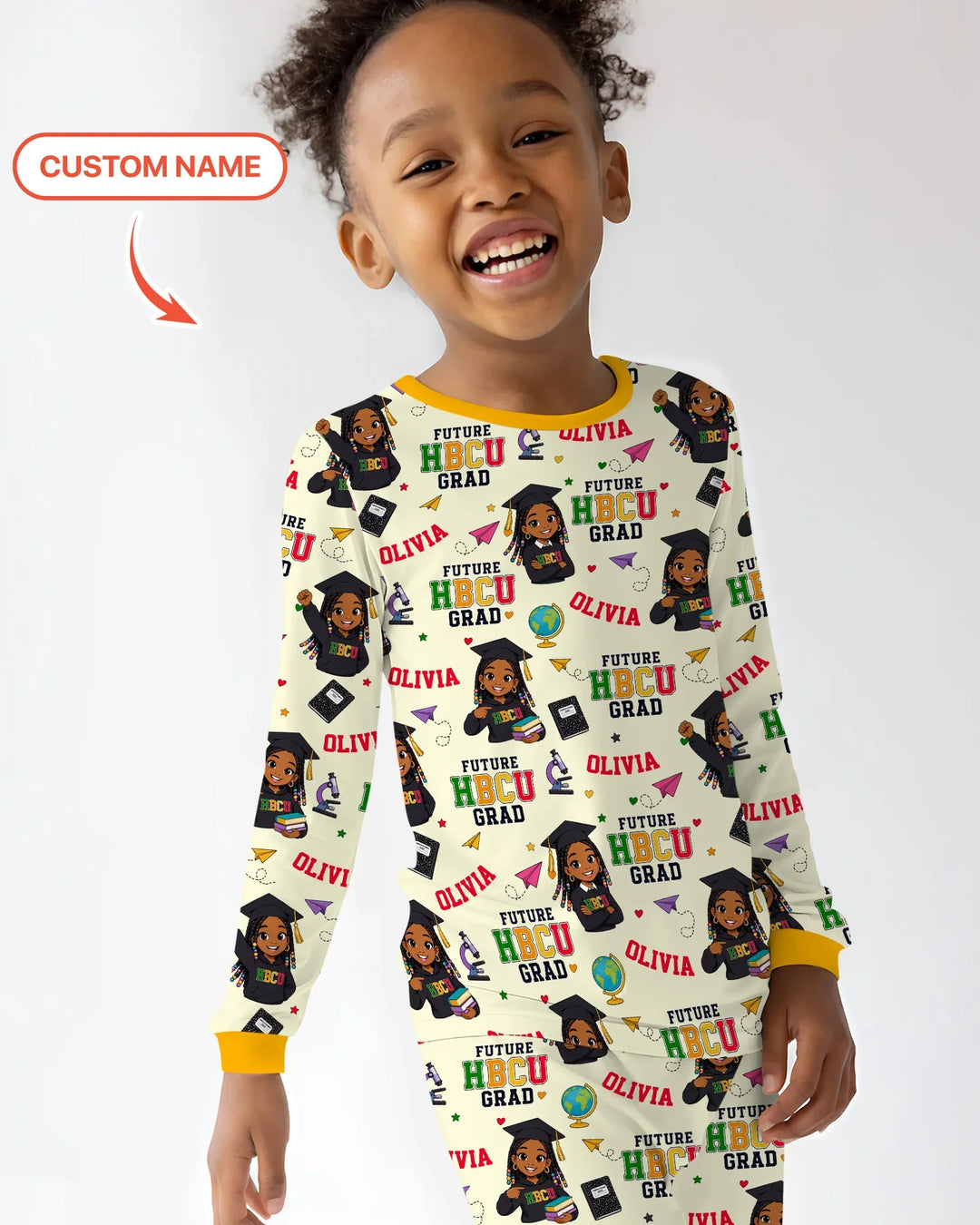 Custom Name Future HBCU Grad Bamboo Two Piece Long Sleeve Pajama Set