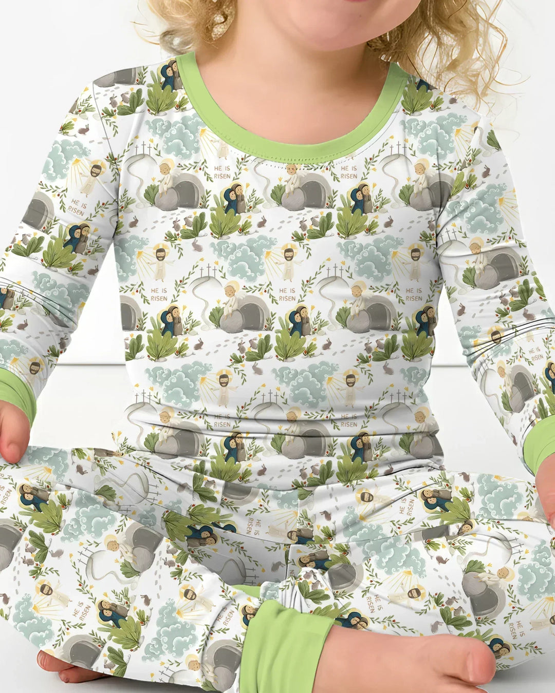 Matthew 28:1–8 He Is Risen Bamboo Two Piece Long Sleeve Pajama Set