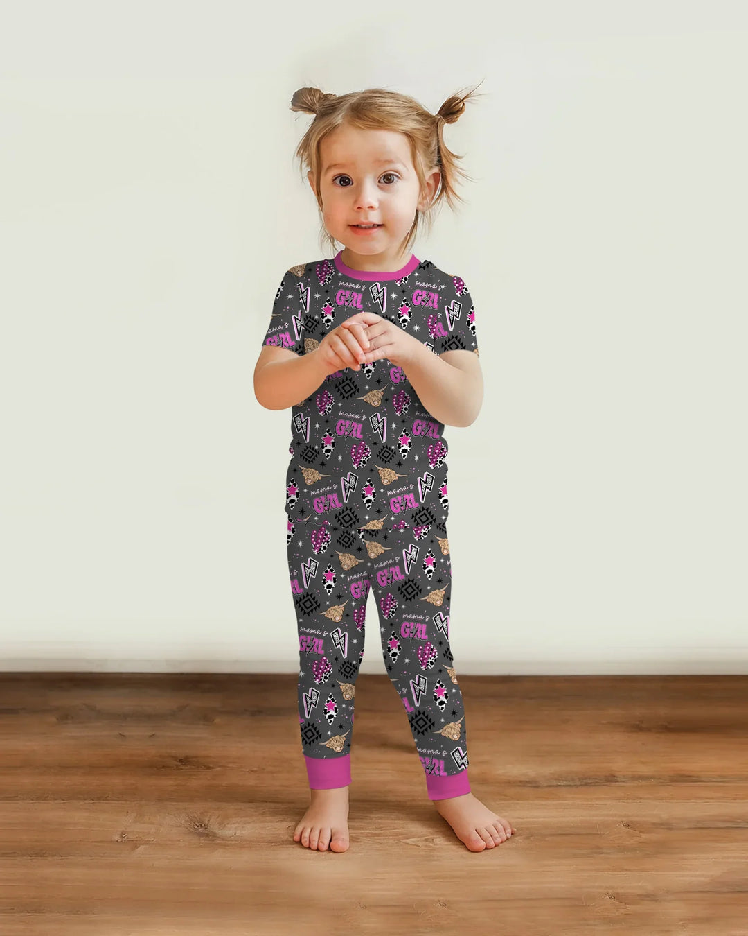 Western Mama & Me Matching  Bamboo Two Piece Short Sleeve Pajama Set