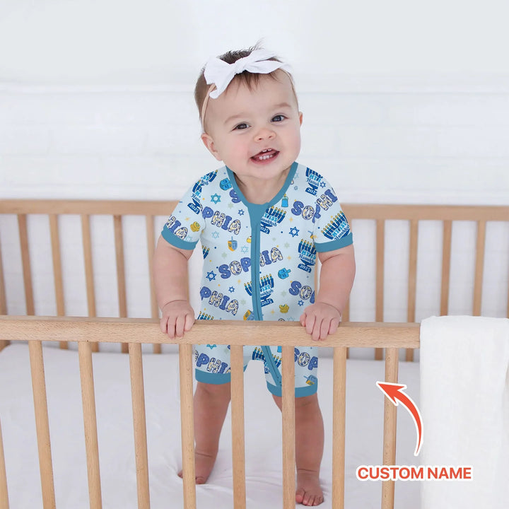 Custom name My First Hanukkah 2025 Shorty Zippy