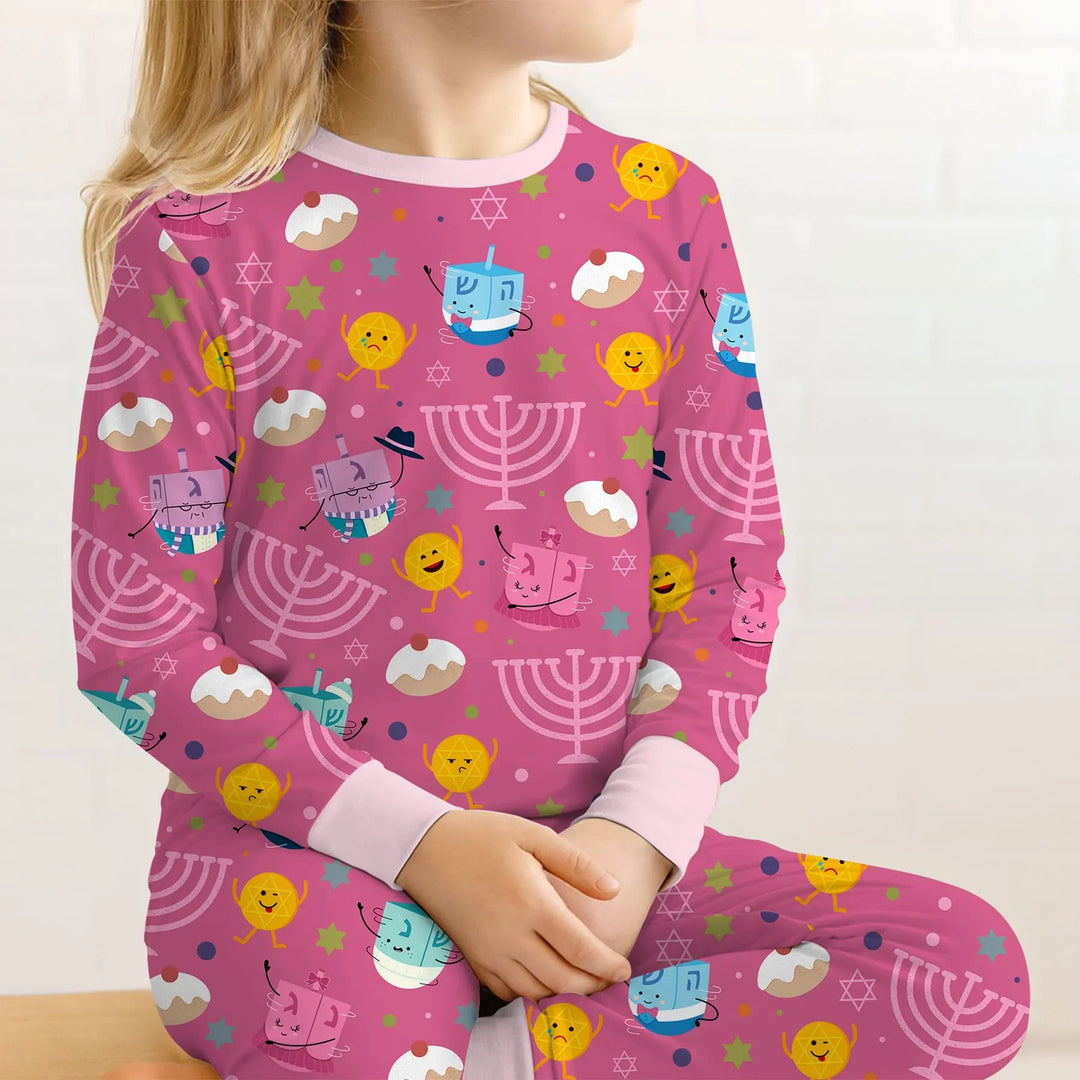 Hanukkah Little Dreidel Family Two Piece Long Sleeve Pajama Set