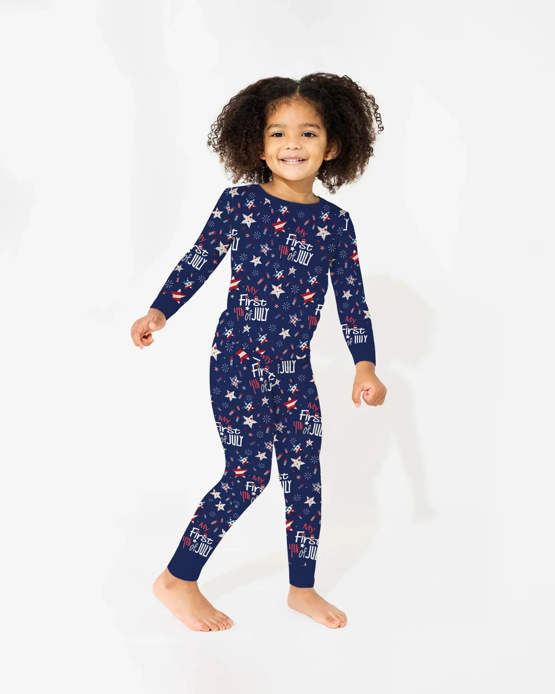 My First 4th of July Star Striped  Bamboo Two Piece Long Sleeve Pajama Set