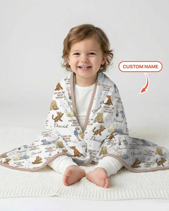 Custom Name God Says I Am Classic Bear Bamboo Blanket