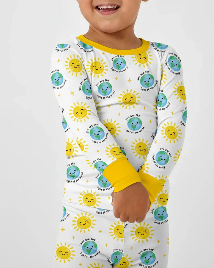 Matthew 5:14 Light of the World Bamboo Two Piece Long Sleeve Pajama Set