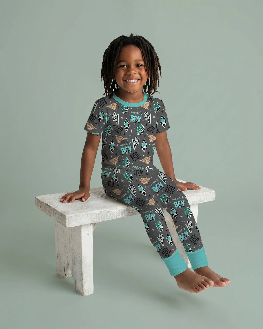 Western Mama & Me Matching  Bamboo Two Piece Short Sleeve Pajama Set