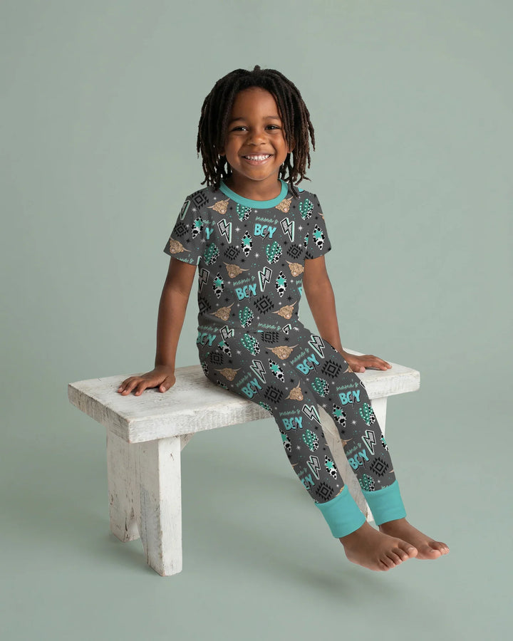 Western Mama & Me Matching  Bamboo Two Piece Short Sleeve Pajama Set