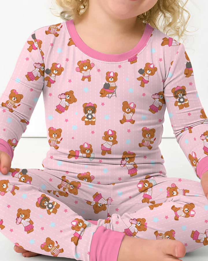 Born To Play Baseball Bamboo Two Piece Long Sleeve Pajama Set