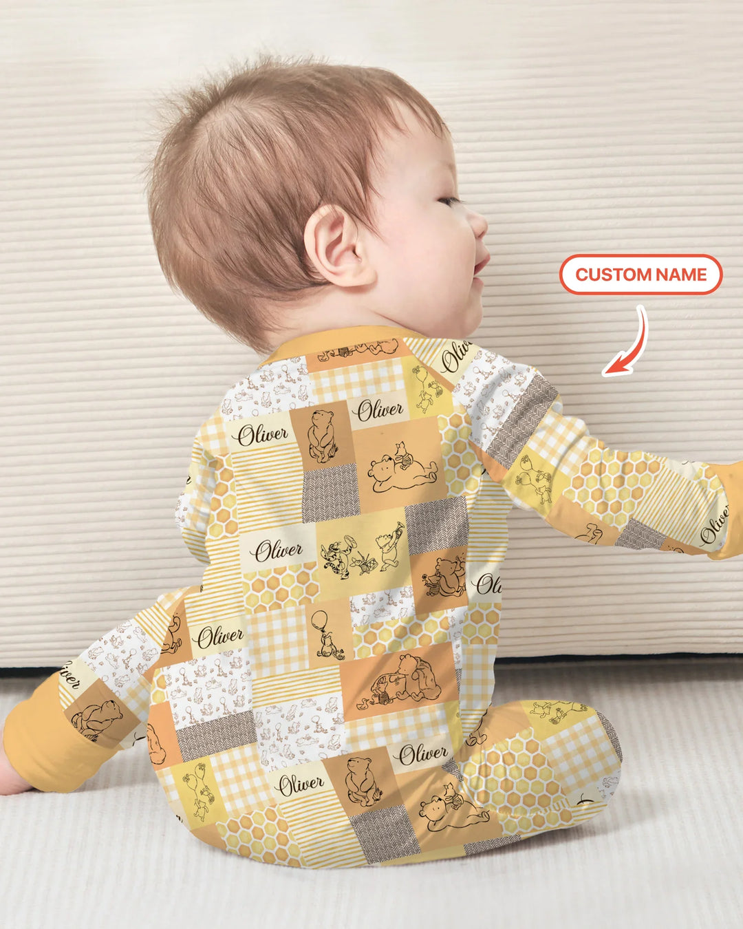 Personalized Classic Bear Patchwork  Bamboo Convertible Zippy