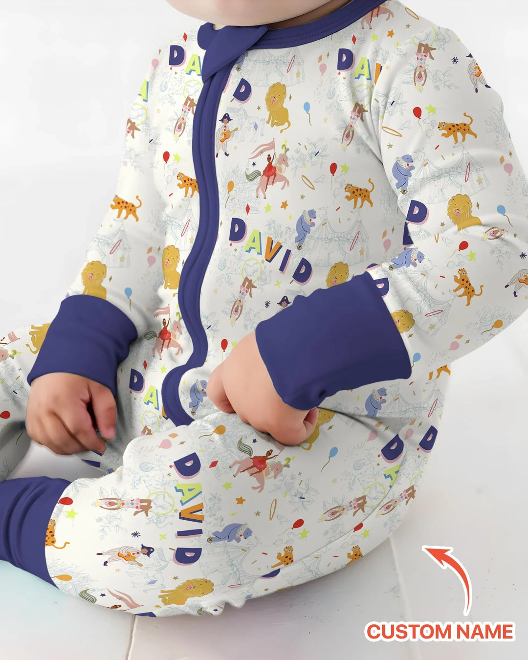 Custom Name Circus Toile Bamboo Convertible Zippy