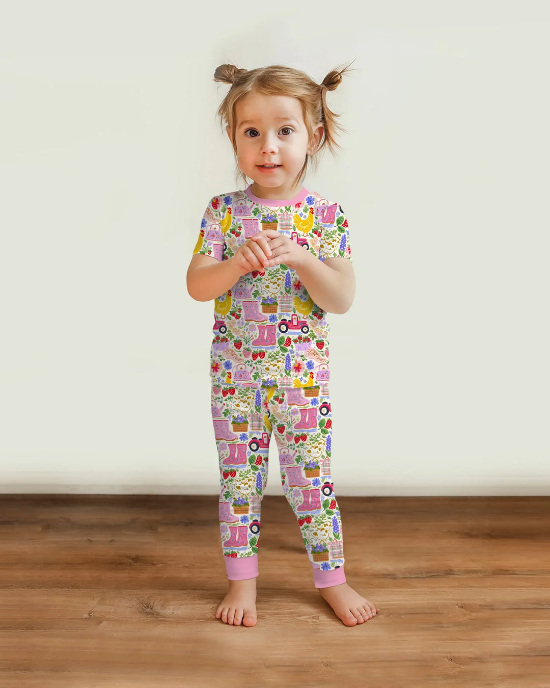 Farm Life Mommy & Me Matching Bamboo Two Piece Short Sleeve Pajama Set