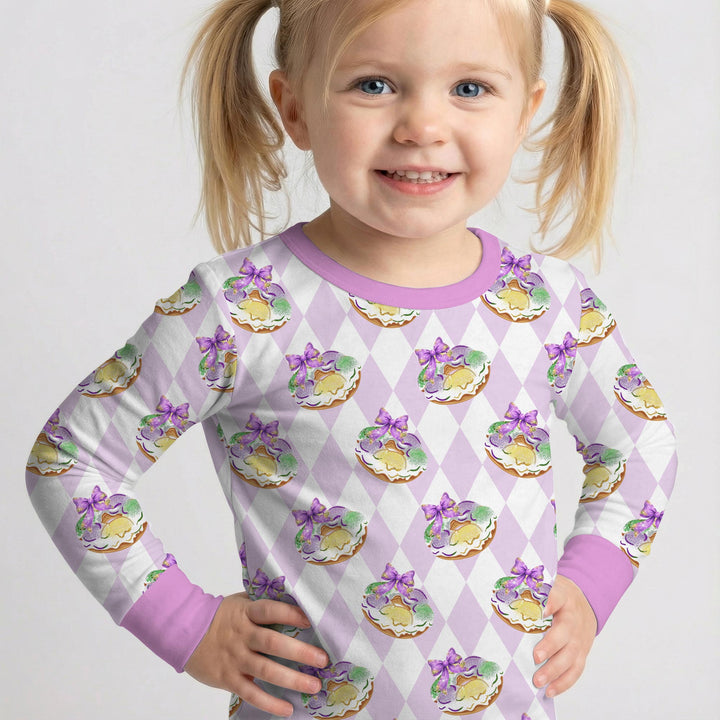 Mardi Gras Donut Two Piece Long Sleeve Pajama Set