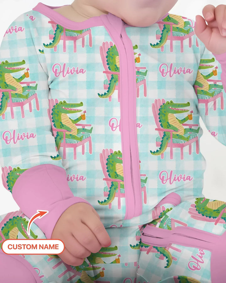 Custom Name Preppy Later Gator Bamboo Convertible Zippy