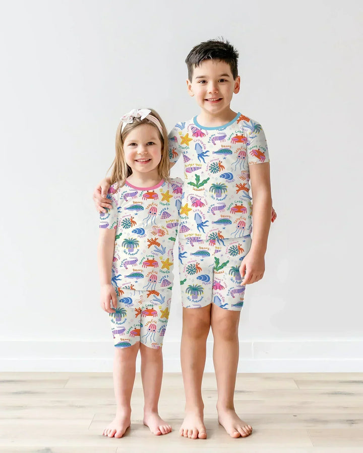 Tide Pool Pals Bamboo Two Piece Short Sleeve Shorts Pajama Set