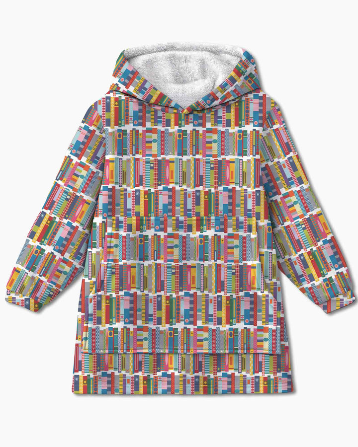 Rainbow Bookshelf Bamboo Blanket Hoodie