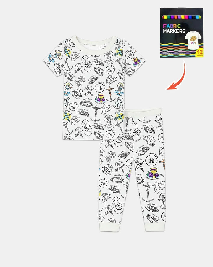 Zweiteiliges, kurzärmliges Pyjama-Set mit Marienkäfern