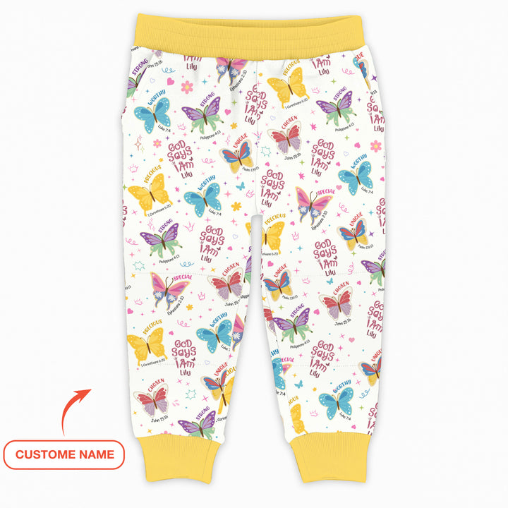 God Says I Am Girl Custom Name Jogger