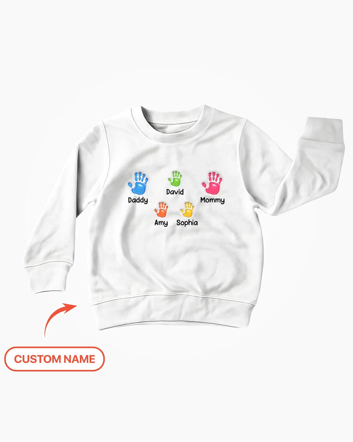 Erster Muttertag – Handabdrücke Bambus Rundhals-Sweatshirt