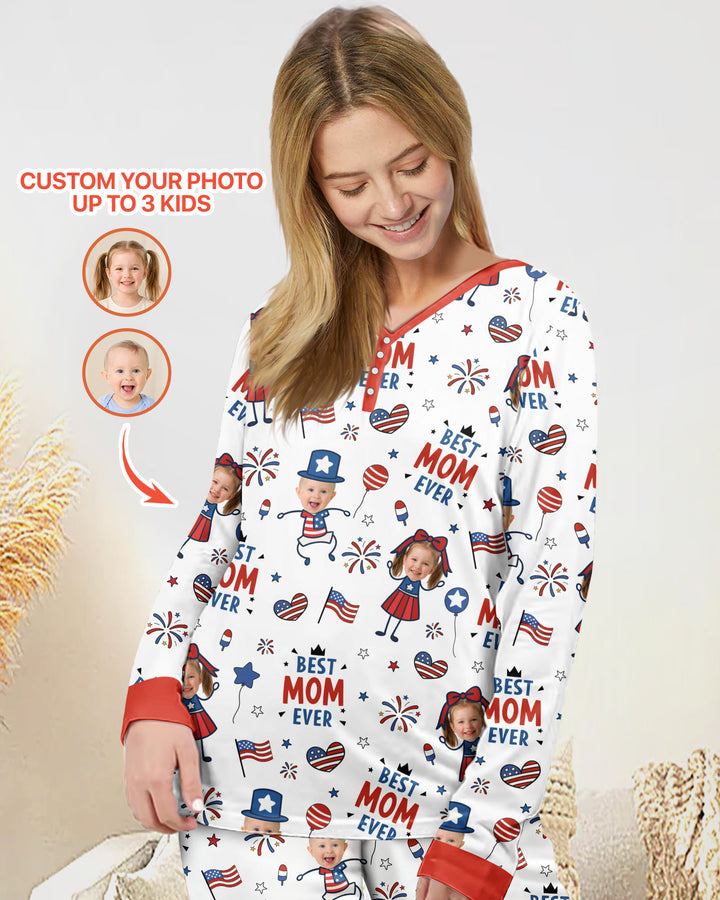 Custom Photo Best Patriotic Family Ever Bamboo Women Pajama Set