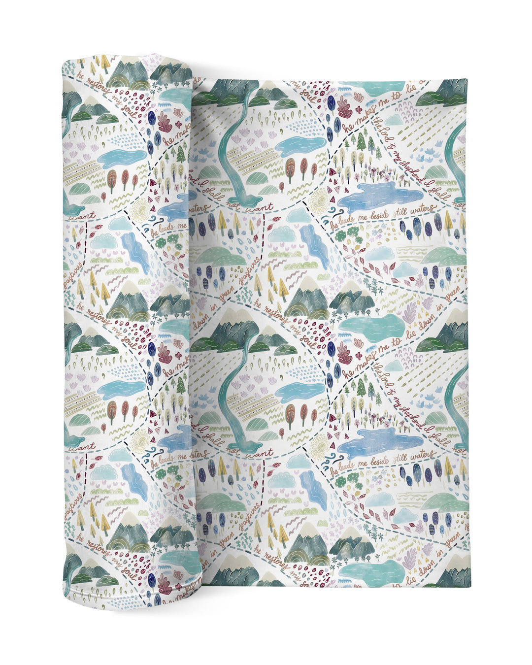 Whimsical Psalms 23 Map swaddle blanket