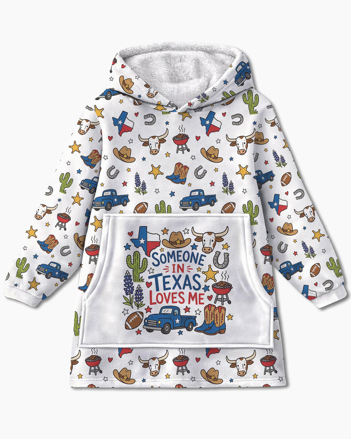 Someone in Texas Loves Me Bamboo Blanket Hoodie