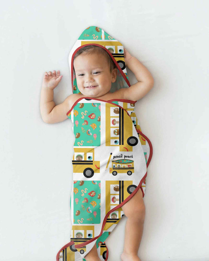 School Bus Adventures Hooded Bamboo Towel Set