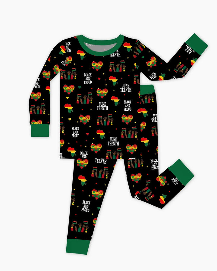 Juneteenth Black and Proud Bamboo Two Piece Long Sleeve Pajama Set