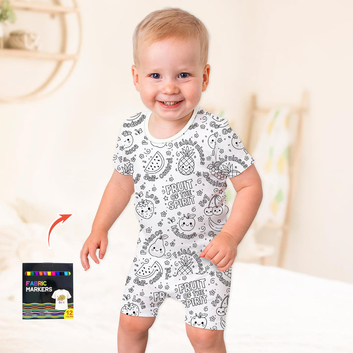 All Colorable Fruit of the Spirit Two Piece Short Sleeve Shorts Pajama Set